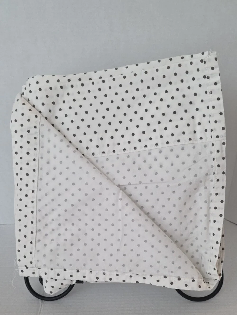 Lauren Ralph Lauren White Body Black Gray Polka Dot Cotton Twin Flat Sheet